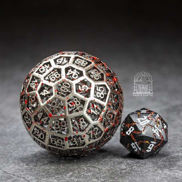 Sage’s Dragonstones Nickel/Blood d100 Hollow Metal Dice image 6