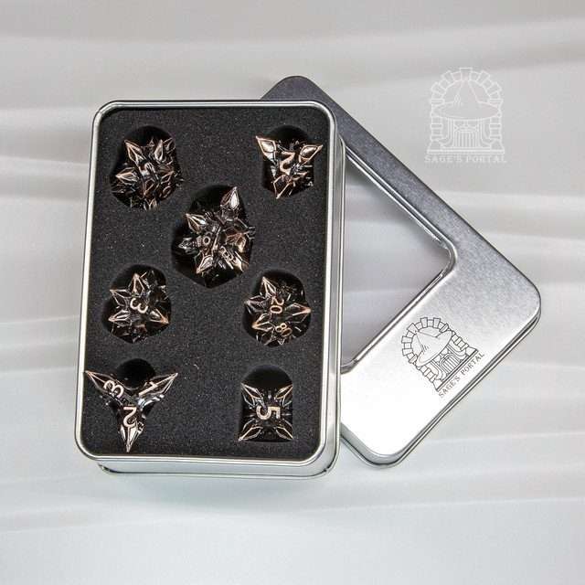 Sage's Deadly Blossoms Copper Metal Polyhedral Dice Set image 10