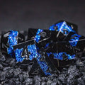 Sage's Rift Stones - Gloss Black Blue Metal Polyhedral Dice Set image 0