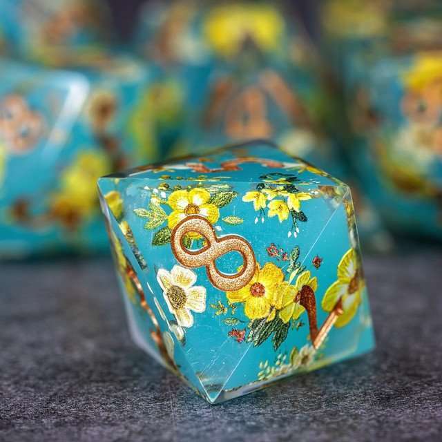 Sage's Honeybees Tropical Honey Sharp Edge Resin Dice Set image 7