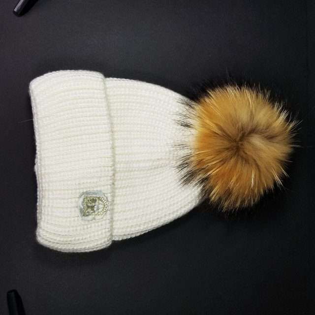Sage’s Cap – White Knit Beanie with Raccoon Pompom image 15