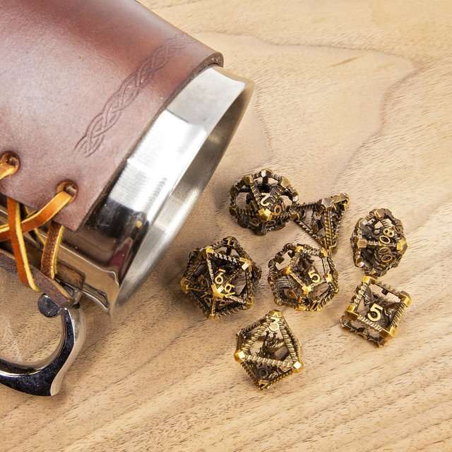 Sage's Draconic Prison Bronze Cage Hollow Metal Dice Set image 9
