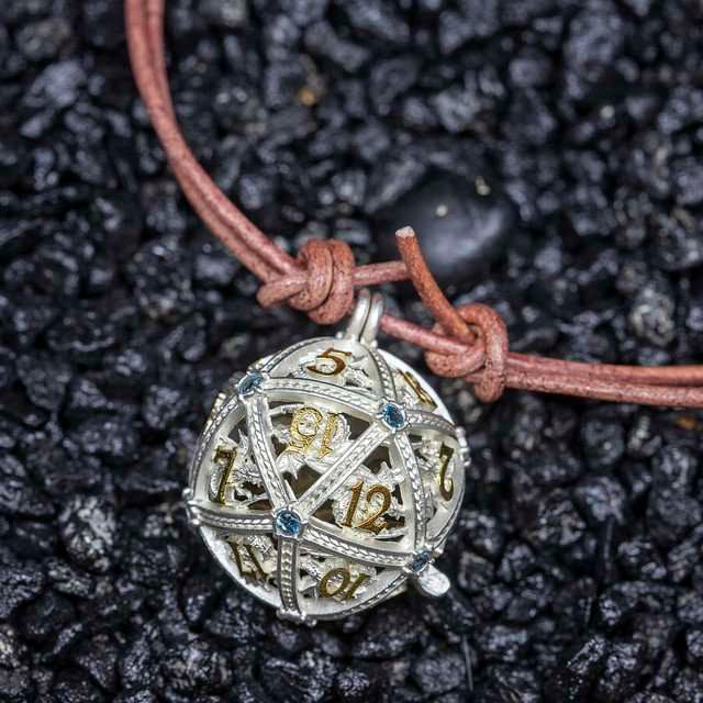 Sage’s Tiny Treasures Winter Sky Draconic Cage Necklace with Miniature Dice Set image 6