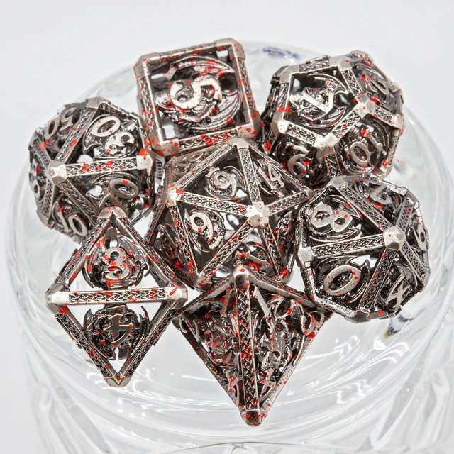 Sage's Grim Drake Bloodstained Wings Hollow Metal Dice Set image 2