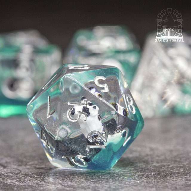 Sage's Baby Panda Familiar Resin Polyhedral Dice Set image 2