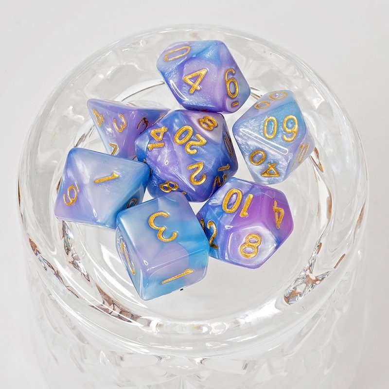 Sage's Stones - Purple/Blue Gold Ink Acrylic Polyhedral Dice Set image 18