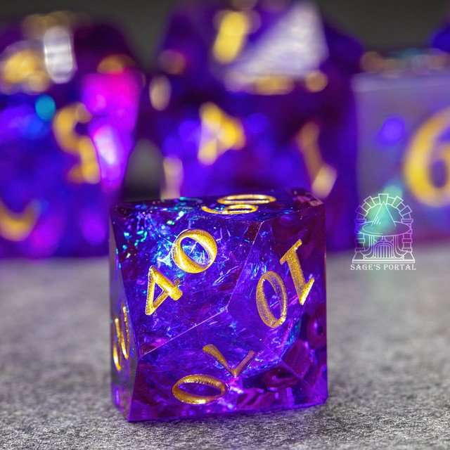 Sage's Crystals - Twilight Sharp Edge Resin Polyhedral Dice Set image 7