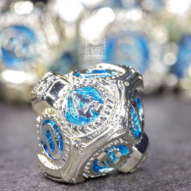 Sage's Artificer's Core Ocean Essence Metal Polyhedral Dice Set image 8