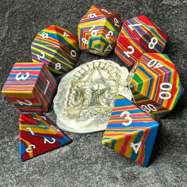 Sage's Treasures Gemstone Pastel Stripes Polyhedral Dice Set image 11