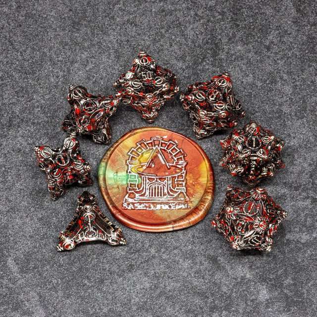 Sage’s Finials Silver Carnage Metal Polyhedral Dice Set image 9