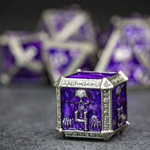 Sage's Lich's Phylactery Purple/Silver Metal Polyhedral Dice Set image 9