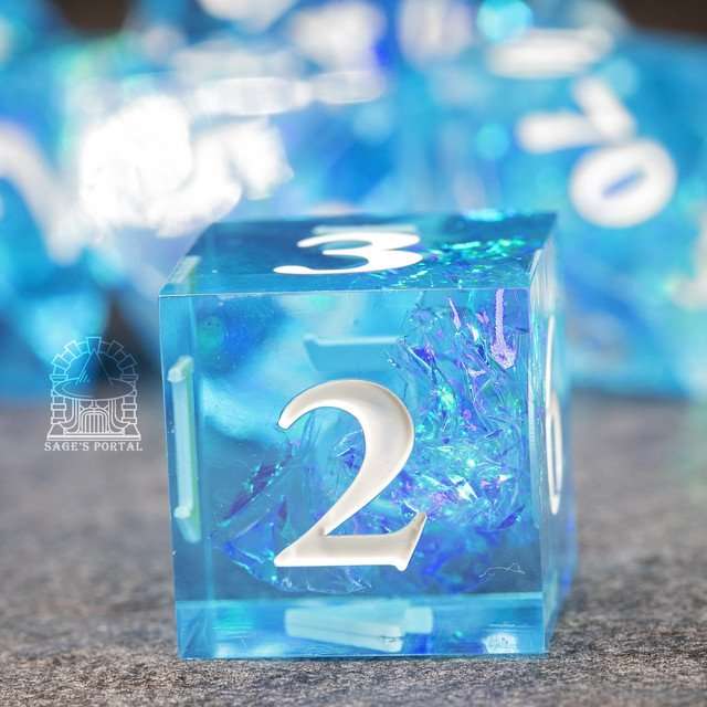 Sage's Crystals - Winter Sharp Edge Resin Polyhedral Dice Set image 7