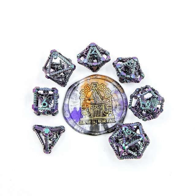 Sage's Draconic Prison Witch's Curse Cage Hollow Metal Dice Set image 11