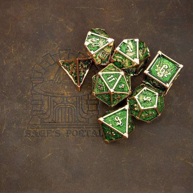 Sage's Grave Fortune Verdant Death Metal Polyhedral Dice Set image 10