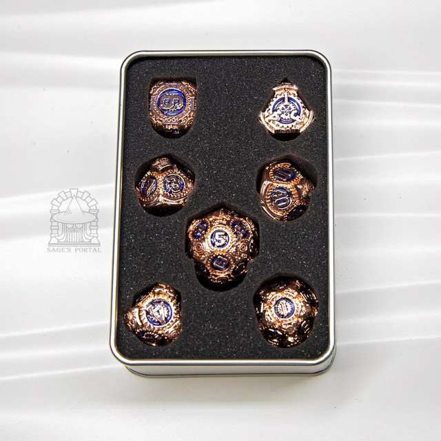 Sage's Artificer's Core Cobalt Essence Metal Polyhedral Dice Set image 7