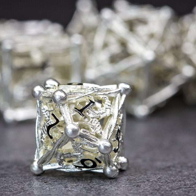 Sage's Ankeg Magical Creature Silver Hollow Metal Polyhedral Dice Set image 3