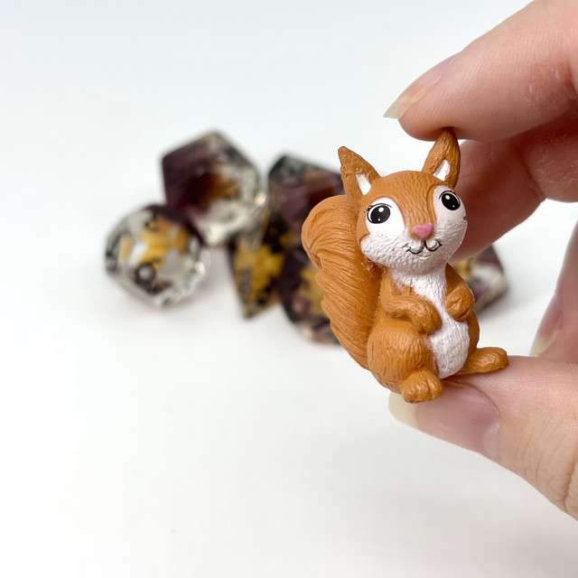 Sage's Baby Squirrel Familiar Resin Polyhedral Dice Set image 4