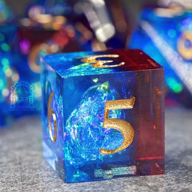 Sage's Crystals - Thermal Flame Sharp Edge Resin Polyhedral Dice Set image 5