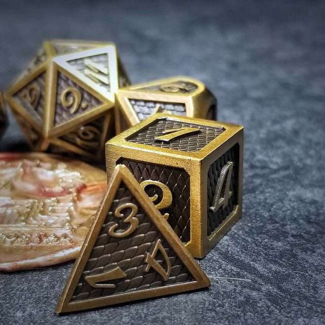 Sage's Dragonstones - Gold Black Metal Polyhedral Dice Dungeons Dragons image 10