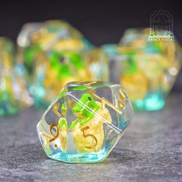 Sage's Dragon Hatchling Familiar Resin Polyhedral Dice Set image 4