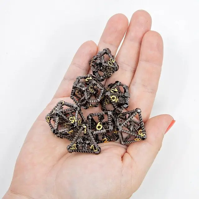 Sage's Draconic Prison Midnight Cage Hollow Metal Dice Set image 11