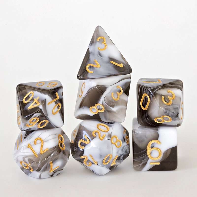 Sage's Stones -White/Mica Acrylic Polyhedral Dice Set image 12