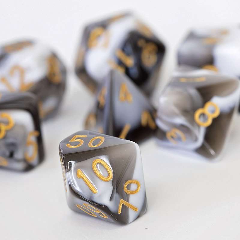Sage's Stones -White/Mica Acrylic Polyhedral Dice Set image 7