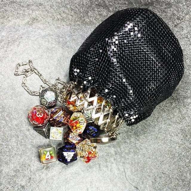 Sage's Gala Purse - Black Metallic Scale Gate-top Dice Bag image 1