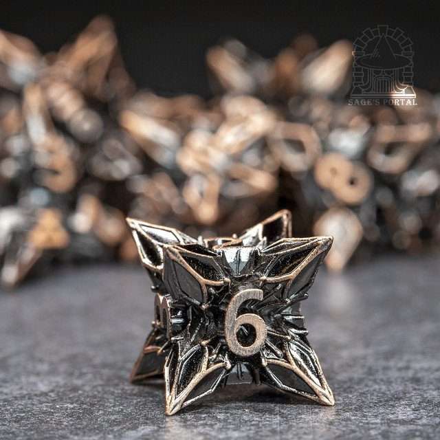 Sage's Deadly Blossoms Copper Metal Polyhedral Dice Set image 4
