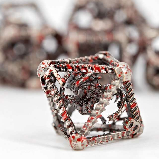 Sage's Draconic Prison Bloody Cage Hollow Metal Dice Set image 7