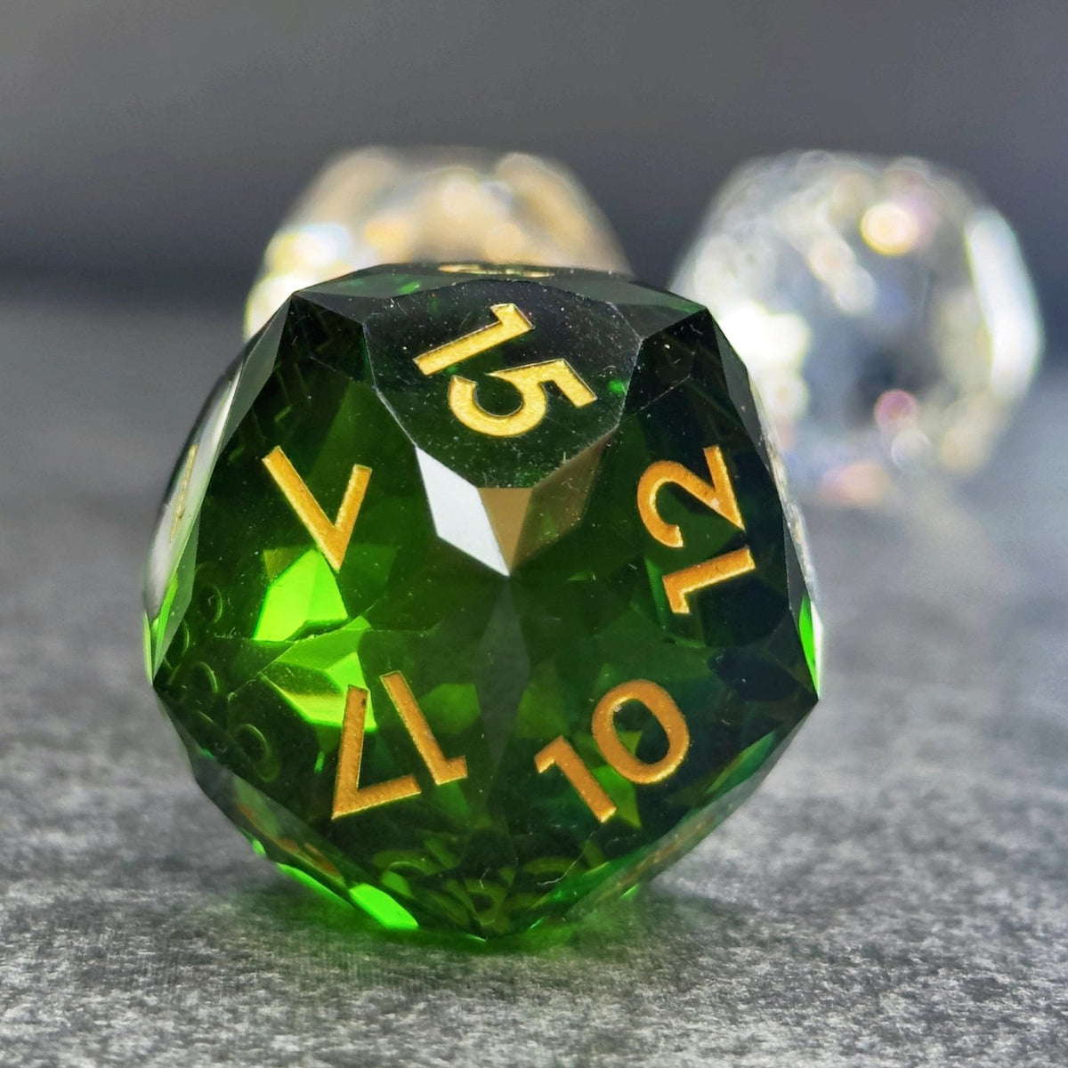 DND Faceted Resin 30mm D20 | Sage’s Faceted Crystals | Gem Cut Sharp Edge Dice - Sage's PortalSharp Edge Resin Dice Set