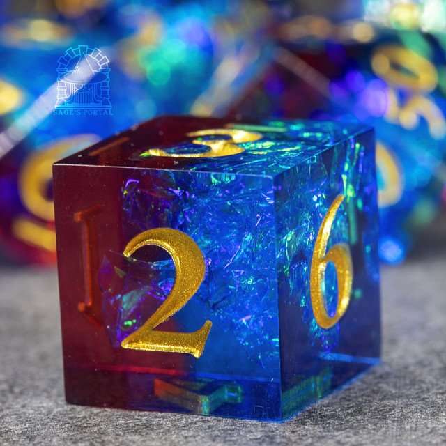 Sage's Crystals - Frostfire Sharp Edge Resin Polyhedral Dice Set image 8