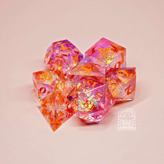 Sage's Crystals - Summer Sharp Edge Resin Polyhedral Dice Set image 10