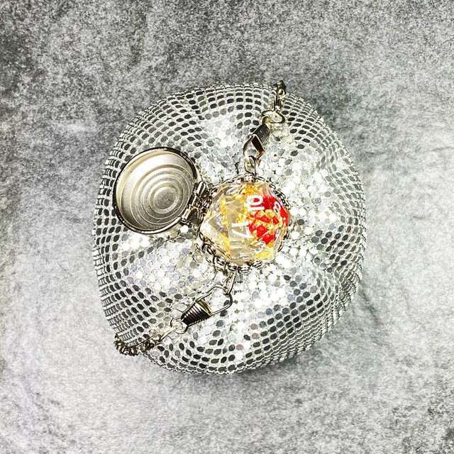 Sage’s Gala Purse – Silver Metallic Scale Gate-top Dice Bag image 3