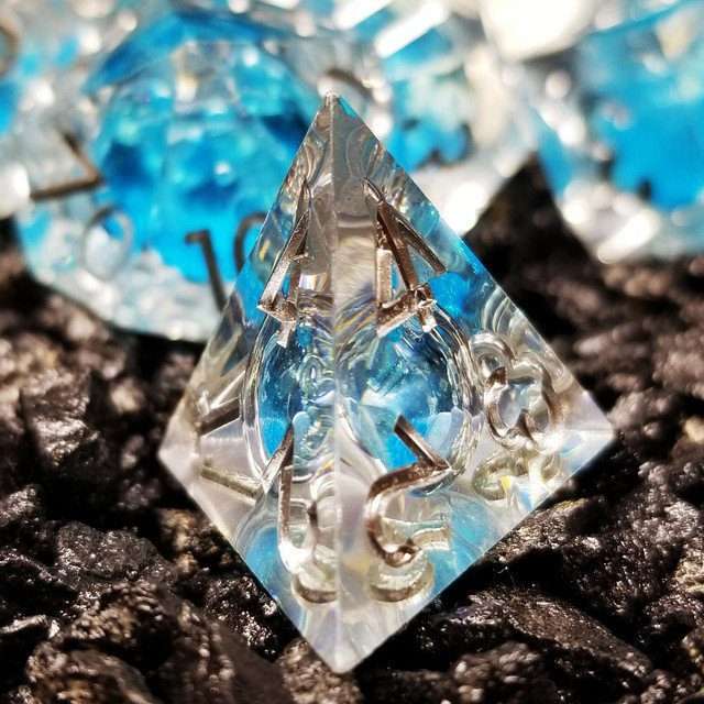 Sage's Sky Souls - Sky Blue Liquid Core Sharp Edge Resin Dice Set image 6