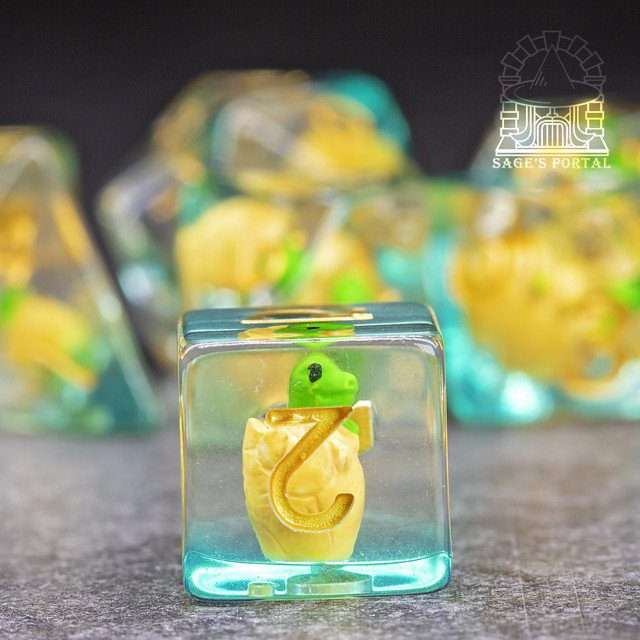 Sage's Dragon Hatchling Familiar Resin Polyhedral Dice Set image 6
