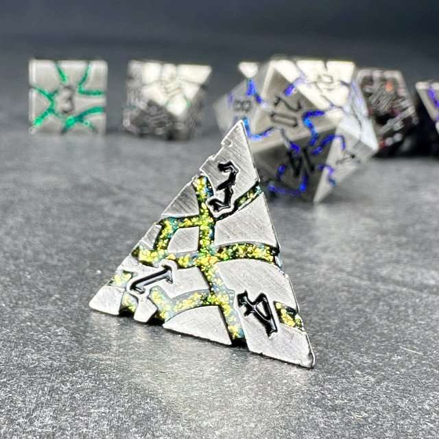 Sage's Warp Stones Antique Silver Galaxy Metal Polyhedral Dice Set image 3