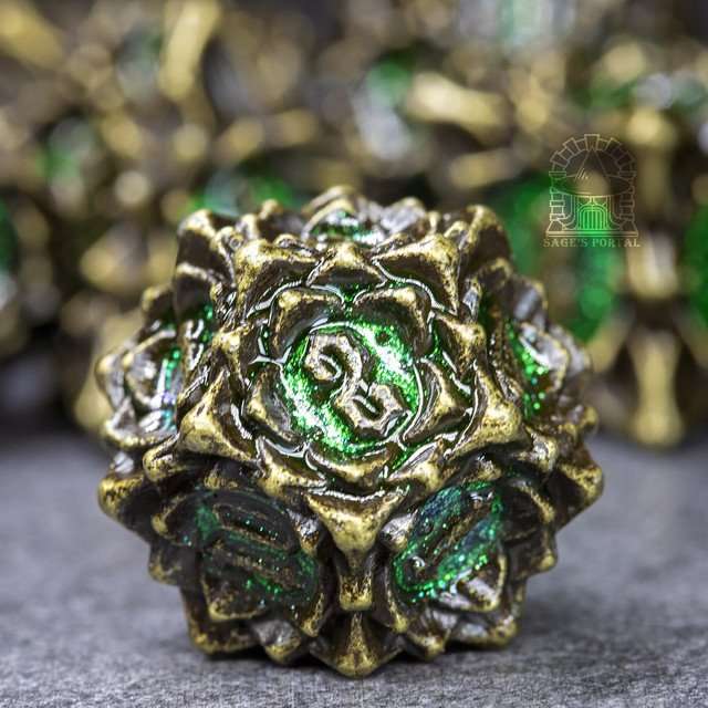 Sage's Deadly Lotus Venomous Bite Metal Polyhedral Dice Set image 2