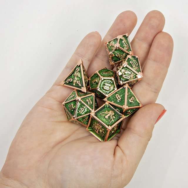 Sage's Grave Fortune Verdant Death Metal Polyhedral Dice Set image 11