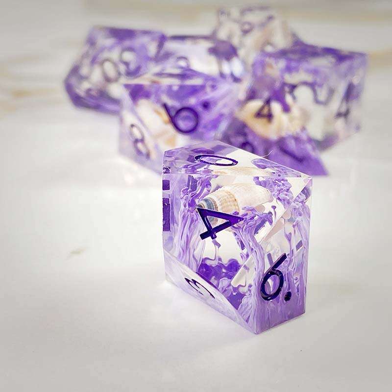 Sage's Orbs - Purple Ocean Depths Sharp Edge Resin Polyhedral Dice Set image 3