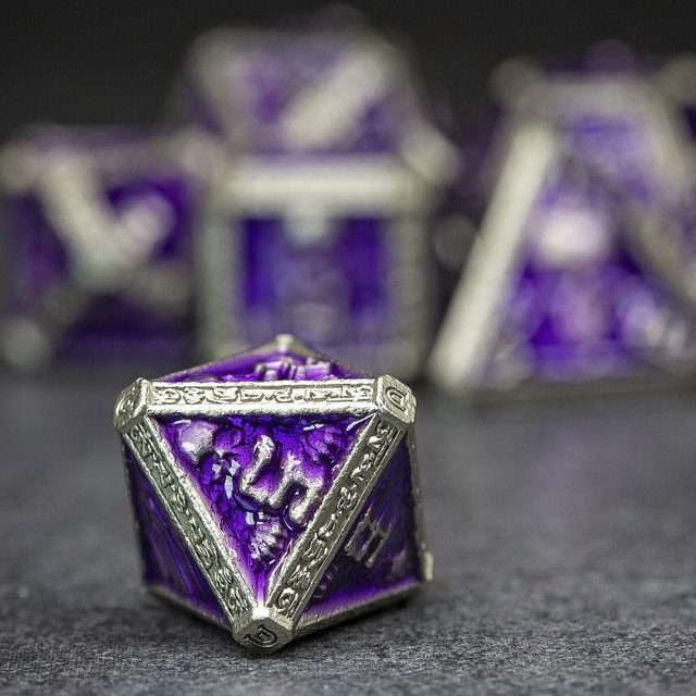 Sage's Lich's Phylactery Purple/Silver Metal Polyhedral Dice Set image 8