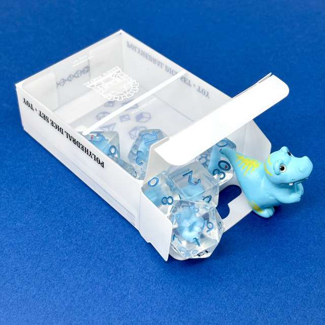 Sage's Blue T-Rex Familiar Resin Polyhedral Dice Set + Toy image 8