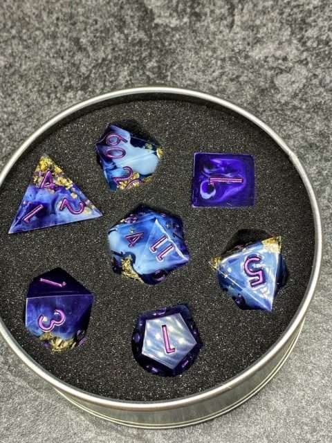 Sage's Geomancy Blue/Purple Sharp Edge Resin Dice Set image 9