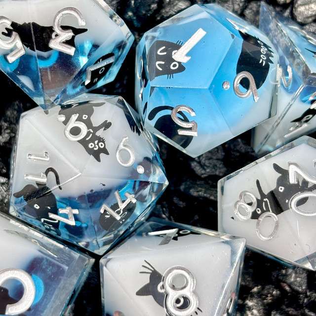 Sage's Kindred Companions Void Cat Sharp Edge Resin Dice Set image 4