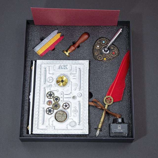 Sage's Gnomish White Notebook Gift Set | Handmade Notebook for TTRPG, Sketchbook, Diary image 0