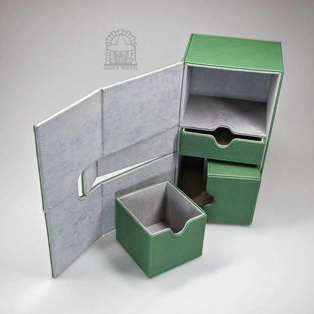 Sage's Premium 3 Drawer Deck Storage Box for TCG, Dice, Jewelry  200mm x 115mm x 90mm - Green image