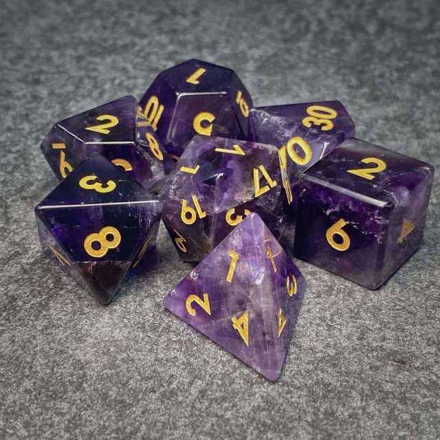 Sage's Treasures - Captured Nebula Amethyst Gemstone Polyhedral Dice Set image 14