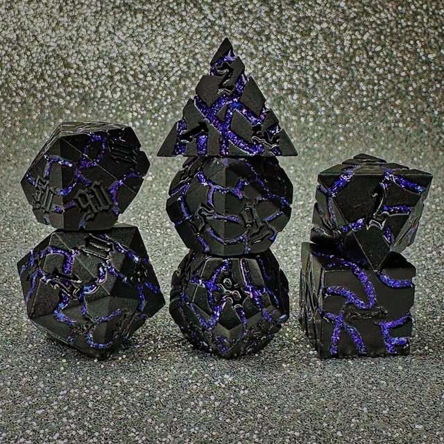 Sage's Warp Stones Black Hole Metal Polyhedral Dice Set image 1