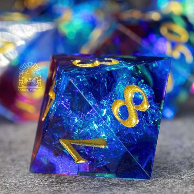 Sage's Crystals - Frostfire Sharp Edge Resin Polyhedral Dice Set image 7