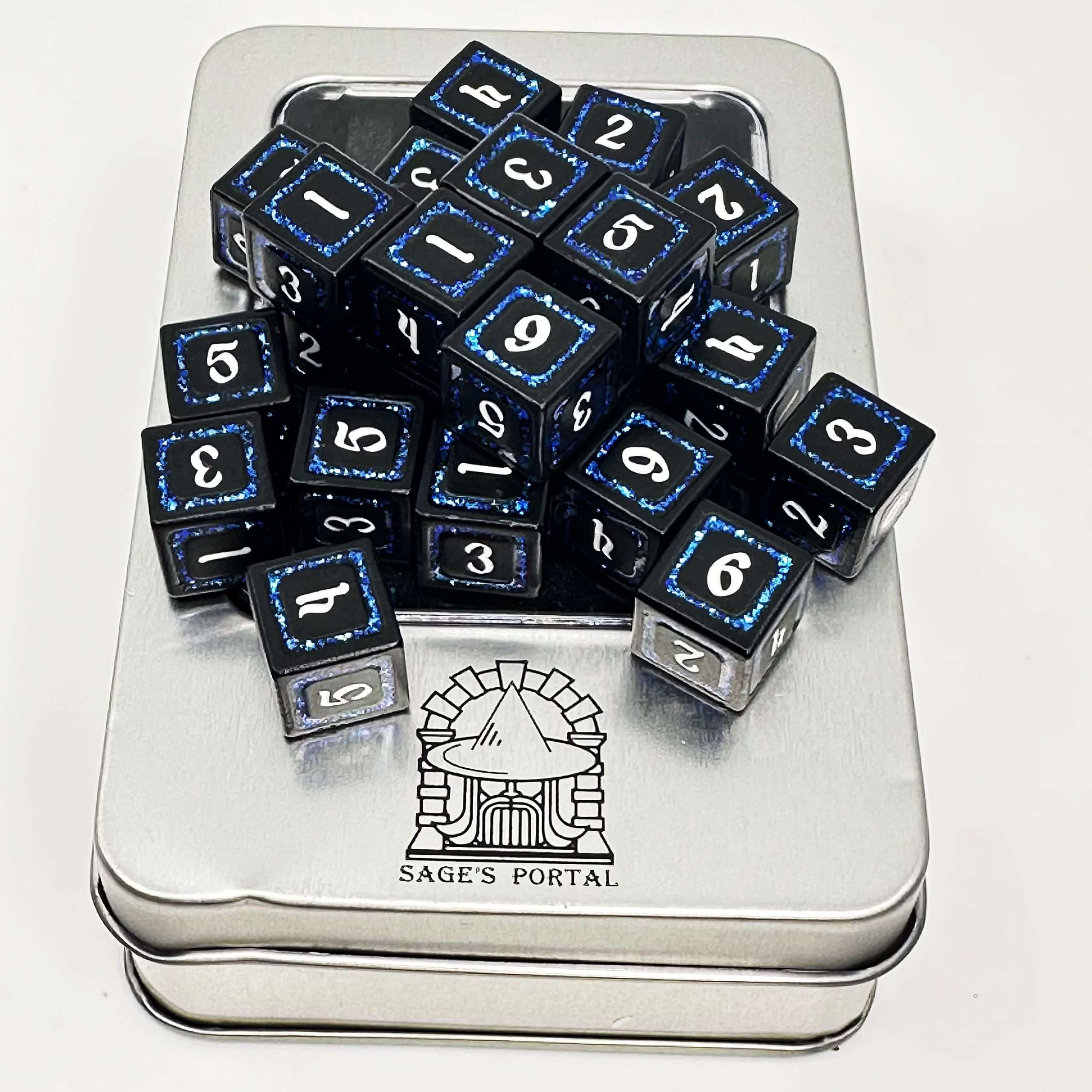 Sage's Splendors Royal Blue Metal d6 Dice 24 Piece Set image 6